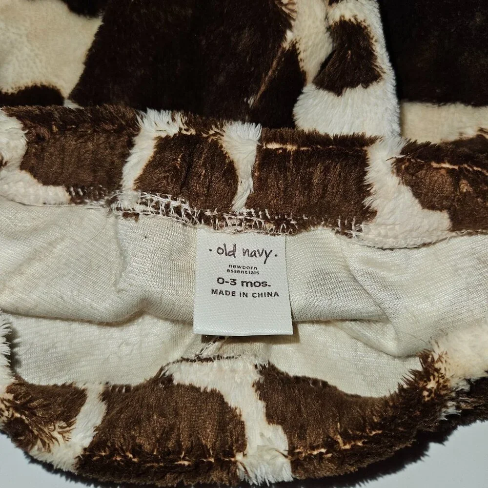 Old Navy Brown Cow Print SOFT Fleece Pants Baby Girl 0-3 Months Cowgirl Fringe
